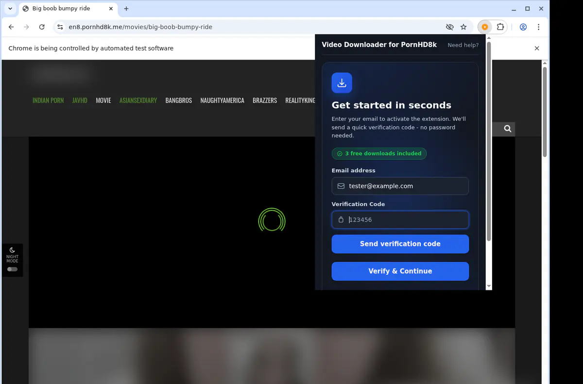 Pornhd 8 K Video Downloader browser extension screenshot 4